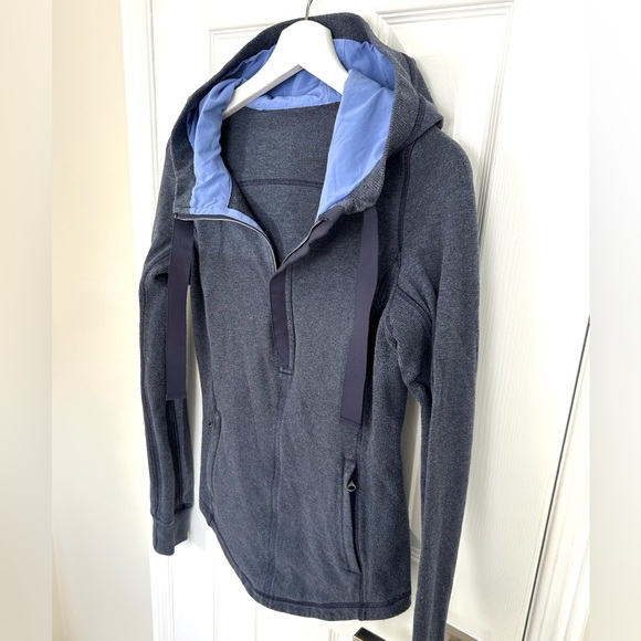 LULULEMON 1/2 Zip Hoodie Thin Running Top Sweatshirt, Heathered Blue, Size Small - Picture 7 of 16